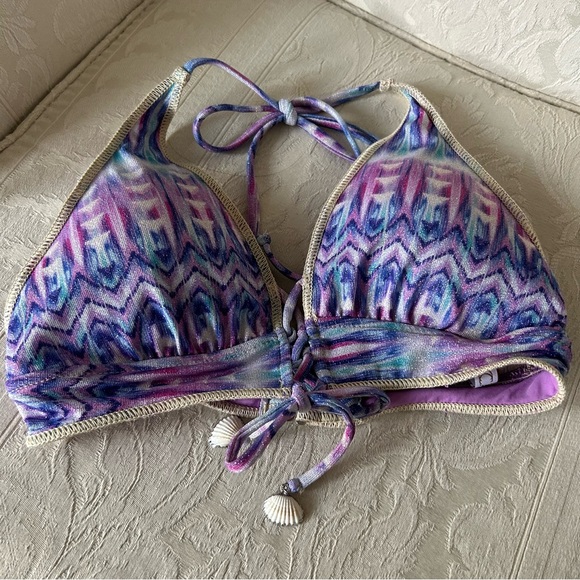 Becca tulum halter bikini TOP with lace up details women size medium - Picture 6 of 9